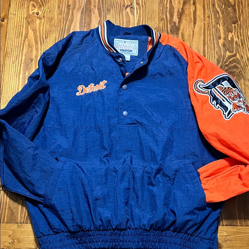STARTER Vintage Detroit Tigers Pullover Varsity Jacket